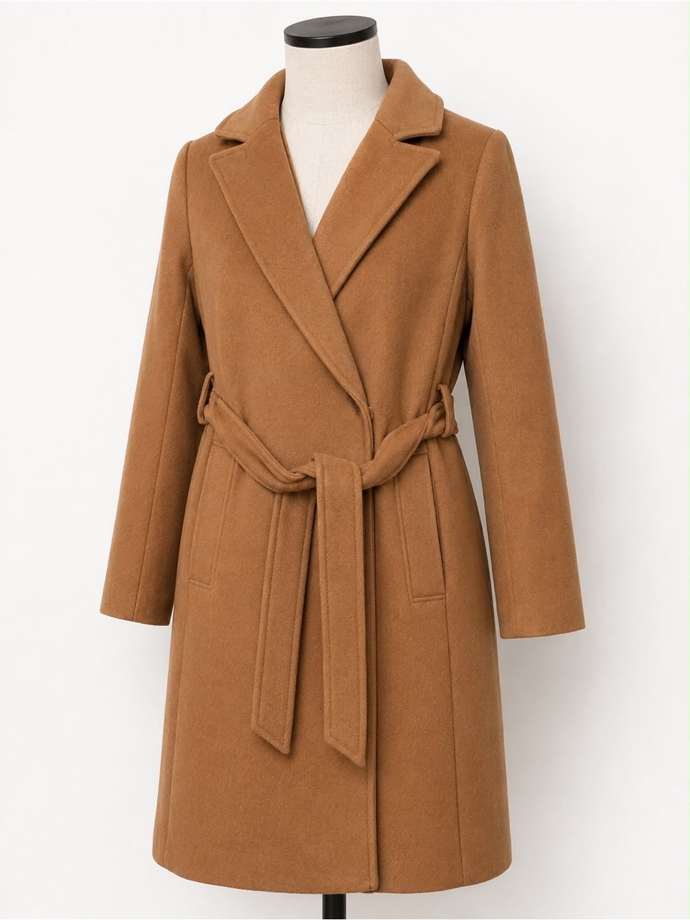 H&M Camel Brown Belted Wrap Coat Size S
